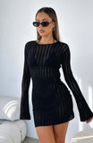 Fongt Women's New Sexy Long Sleeve Lace-Hole Sweater Dress-Outfit