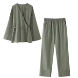 Fongt Women's INS Explosion And Type-Singed Pajamas Pants Set