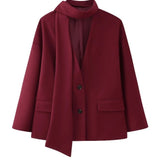 Fongt Women's Explosive Single-Row Buckle Scarf Hair Coat