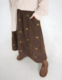 Embroidered Corduroy Maxi