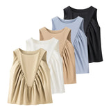 Fongt Women's Dress 2025 Summer Collar Sleeveless Wrinkle Shirt Shirt Top Women C92423F
