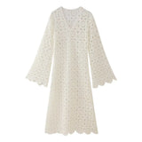 Fongt Women's Wear 2024 Summer New Lace Embroidered Hollowed-Out Dress-Outfit
