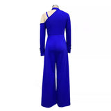 Fongt Spot 2024 New Solid Color Long Sleeve Off-The-Shoulder Women's Elegant Party Wide-Leg Jumpsuit-Outfit