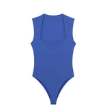New Square Collar Solid Color Slim Sexy Sleeveless Jumpsuit 3905008-Outfit