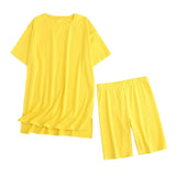 2021 Summer Women's Set 95% Cotton Suit Oversized Sets Long T-shirt Legging Shorts Suits High Quality