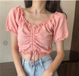 Sense Of Small Short Knitting Top Women Summer New Solid Color Bivette Slim Short Sleeve