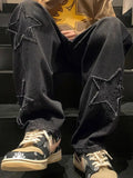 Men's Star Loose Straight Leg Jeans-Outfit