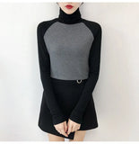 Solid Bottoming t Shirt Women Spring Autumn Tee Shirts Korean Turtleneck Slim Long Sleeve Black White T-shirts 90s