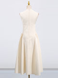 Fongt Temperament Dress Women 2025 Spring New Round-Neck Sleeveless High-Grade Color White Long