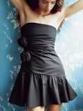 Fongt Style Three-Dimensional Decorative Dress Female Spring 2025 New Hot Girl Temperament Shoulder Bras A-Word Dress Dress