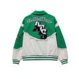 Embroidery Patchwork Denim Varsity Jacket-Outfit