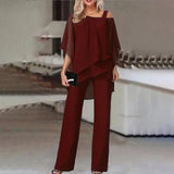 Fongt Sleeve Top Trousers Women Casual Irregular Party Set Elegant Two Sets 2025 Spring And
