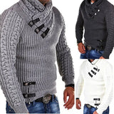 Fongt Ebay New Men's Sweater Long Sleeve Leather Buckle Top Jumper