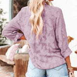 See Through Jacquard Mesh Shirts Women Long Sleeve White Tops 2023 Women's Elegant Streetwear Button Down Blouse