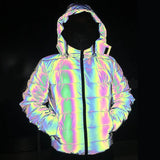 Dazzling Reflective Cotton-Padded Jacket And Thick Warm Cotton-Padded Coat, Men And Women With Night Padded Clothes-Outfit