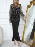 New Autumn Clothes, Women's Sequins, Tassel Blouse, Halter Skirt, Two-Piece Set-Outfit