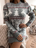 Deer Knitted Long Sleeve Round Neck Casual Winter Autumn Pullover Clothes Ladies Fashion Sweater Women