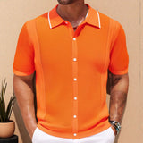 Fongt Men's Spring And Summer New Knits Solid Color Leisure Business POLO Shirt Men's