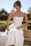 White Stripe Corset Frill Midi Dress-Outfit