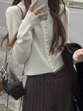 Fongt Windish Small Wool Knitted Cardigan Women's Autumn And Winter Round-Neck Long-Sleeved Bottom Shirt Short Repair Inside The Top