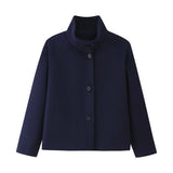 Fongt Women's Autumn New Fashion Asymmetric Blending Short Loose Coat Coat