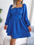 Spring And Summer Leisure Solid Wood Ear Side To Receive Waist Swing Dress Women's