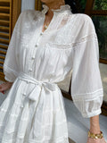 Fongt Spring Vacation Dress Women's French Dresses Summer Women's White Shirt Dress
