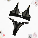 Black Mesh Hook Lingerie Set-Outfit