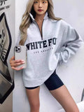Fongt Autumn And Winter New Leisure Half-Necked Zipper Print Long-Sleeved Jacket