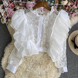 Lace Lace Long-Sleeved Shirt-Outfit