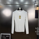 Fongt High-End Blouse In Autumn 2025 New Temperament Collar Metal Decorative Long-Sleeved Knitted Shirt Woman
