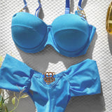 Solid Color Slings With Braided Hard-Packed Swimsuit Women 2025 New