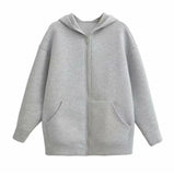 Fongt Women's Clothing Explosion Gray Hooded Long Space Cotton Jacket