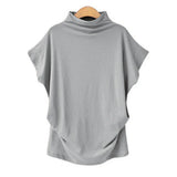 Commute Large Size Women's Half Turtleneck Batwing Sleeve Solid Color Polyester
