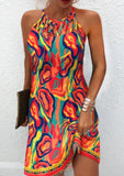 2023 New Positioning Printing Empty Sleeveless Dress-Outfit