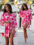 Fashionable Mid Skirt Printed Wave Sleeve