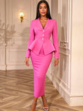 Fongt And Elegant Suit Deep V-Neck Repair T-Shirt With Ass Skirt Two-Piece Set