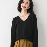 Fongt Neck Sweater Female Spring And Autumn Bottom Shirt Loose Show Thin Inside With A Long Sleeve Knit Sweater Thin Women's Wear-Outfit