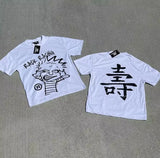 T-Shirt Hip-Hop Fun Cartoon Pattern Printing Oversized T-Shirt Original Gothic Cotton Short Sleeves-Outfit