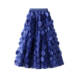 Fongt Industry Three-Dimensional Wave Point Black Mesh Half-Body Dress 2025 New Design Sense Hepburn Style Long Umbrella Skirt 0931
