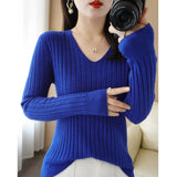 Fongt New Spring And Autumn V-Neck Vertical Knit Short Sleeve Women's Collar Slim Solid Color Wool Undershirt Jacket-Outfit