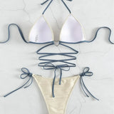 2025 Split Hard Cup Bikini Love Rope Strap Bikini Swimsuit Lady Sexy