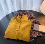 Korean Sweet Cardigan Sweater Women Single Breasted O-neck Long sleeved Knitted Jacket Lady Cropped Tops
