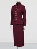 Fongt Temperament Set Fall 2025 New Fashion Collar Button Design High Waist Dress Dress