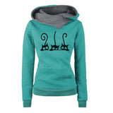 Women Autumn Winter Fashion Cat Prined Long Sleeve Oversized Pullovers Sweatshirt Vintage Warm Hooded Tops Ropa
