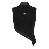 The Spring And Summer Of 2024, The New Metal Five-Pointed Star Has An Irregular High Collar And Shows A Thin Basic Vest.-Outfit