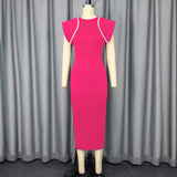 Fongt Temperament Round Collar Dress Banquet High Waist-Up Open-Fork Elegant Evening Dress Party Dress