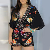 New Spring / Summer 2023 Wish Partially Printed Deep V One-Piece Shorts Are Available From Women's Stock.-Outfit