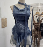 Vietnamese Niche Hot Girls Unristered Ribbon Vest Repair Hanging Neck Short Sling