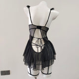 Fongt French Romance With Steel Ring Cupless Pad Lace Slings Sexy Steel Tots Pure Pyjamas